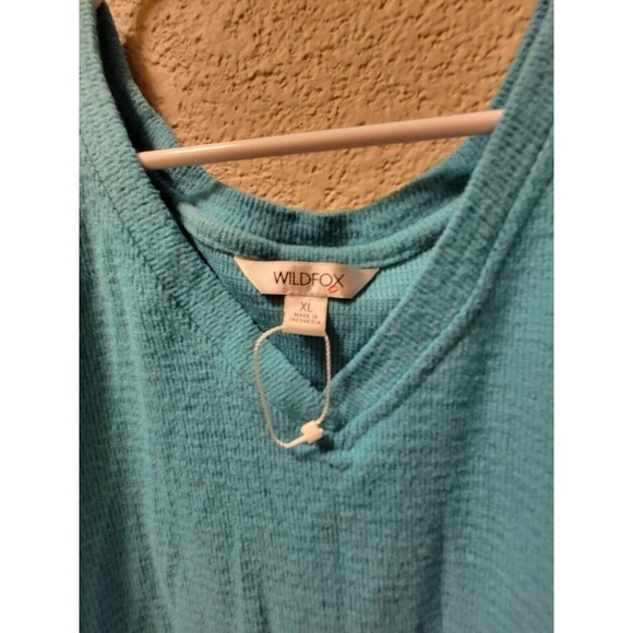 WILDFOX Haley Brushed Soft Knit V Neck Pullover Sweater Peacock Size XL - Picture 3 of 5